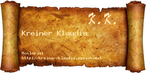 Kreiner Klaudia névjegykártya